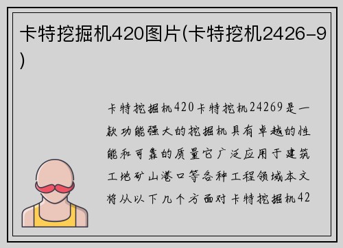 卡特挖掘机420图片(卡特挖机2426-9)