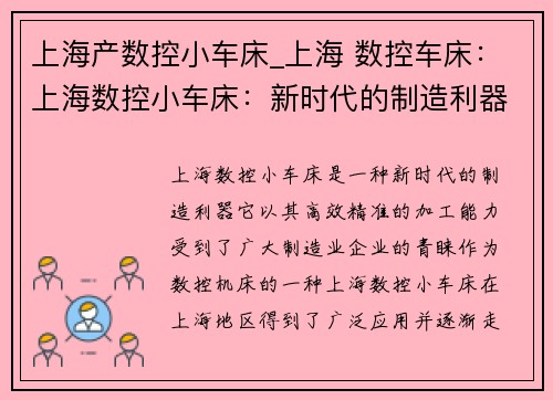 上海产数控小车床_上海 数控车床:上海数控小车床:新时代的制造利器