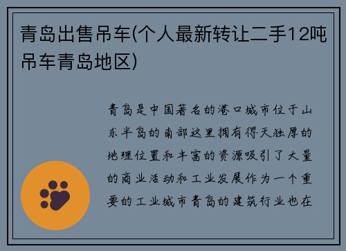 青岛出售吊车(个人最新转让二手12吨吊车青岛地区)